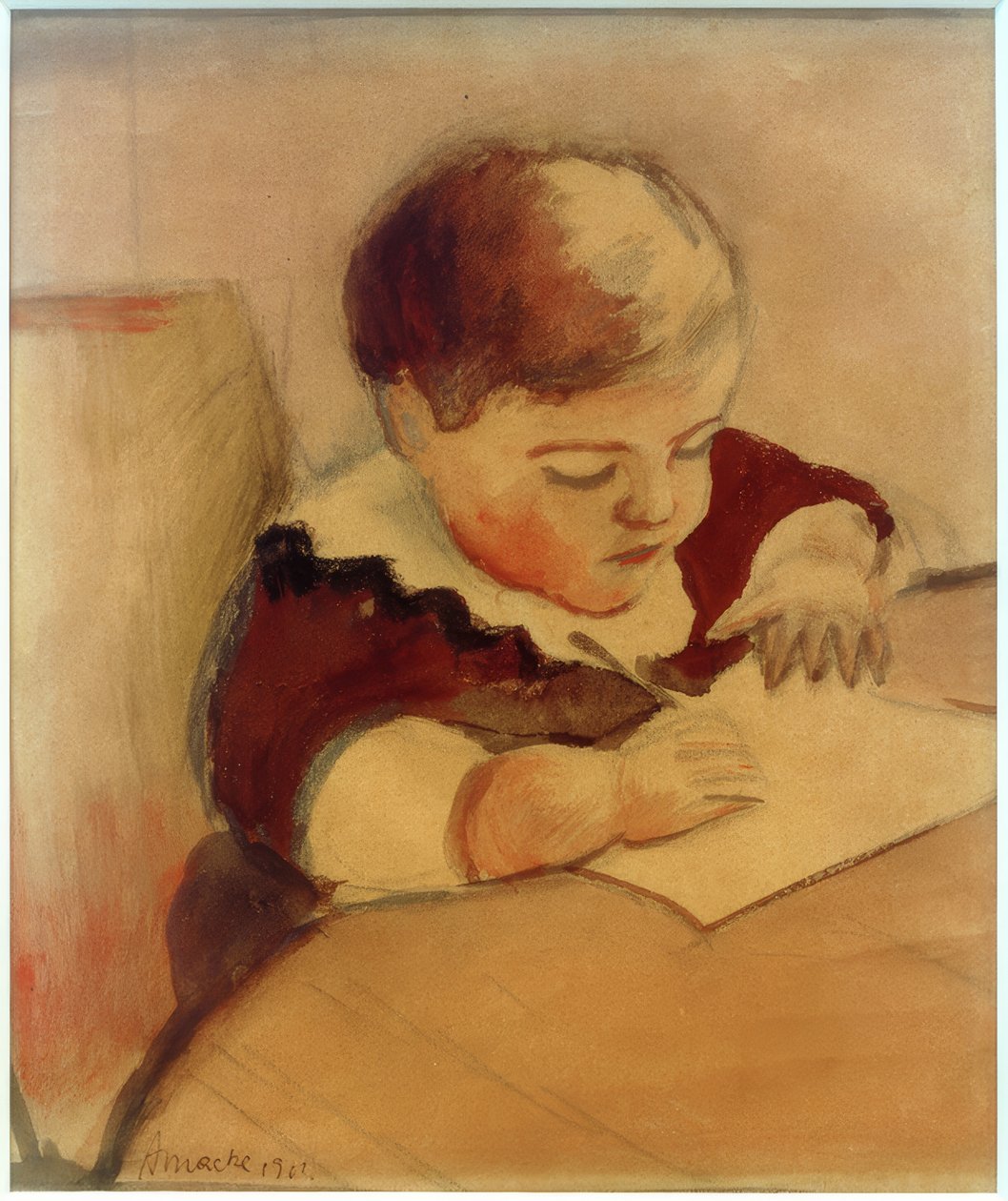 Walter, målar vid bordet av August Macke