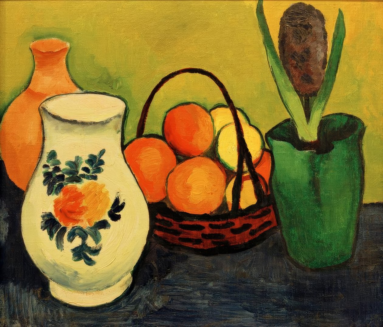 Vit kanna med blå frukter av August Macke