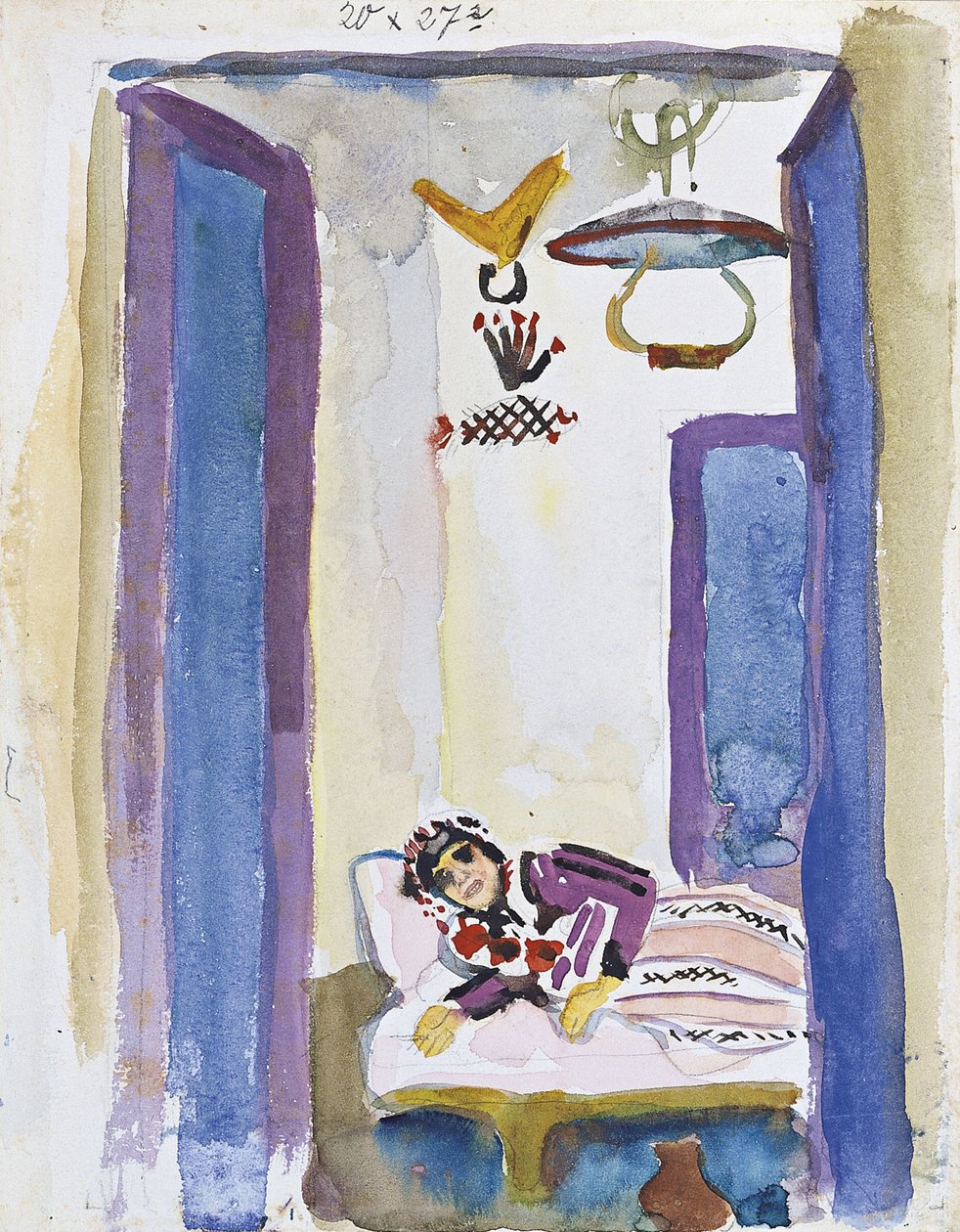Kvinna på en divan, 1914 av August Macke