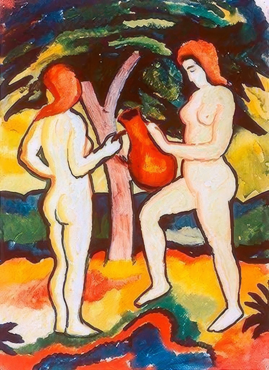 Två filar med en mugg av August Macke