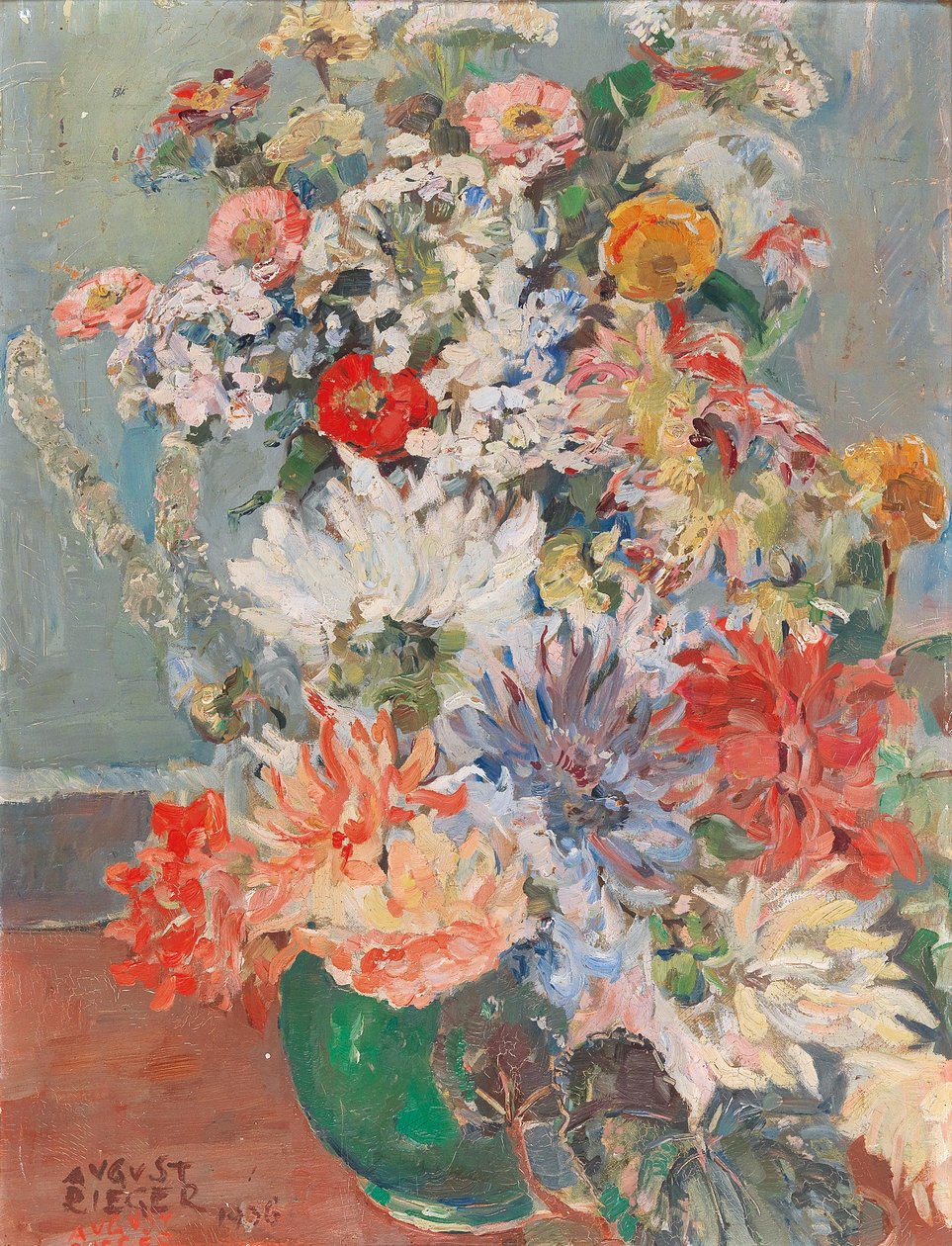 Tyska: Sommarblommor i bukett av August Rieger