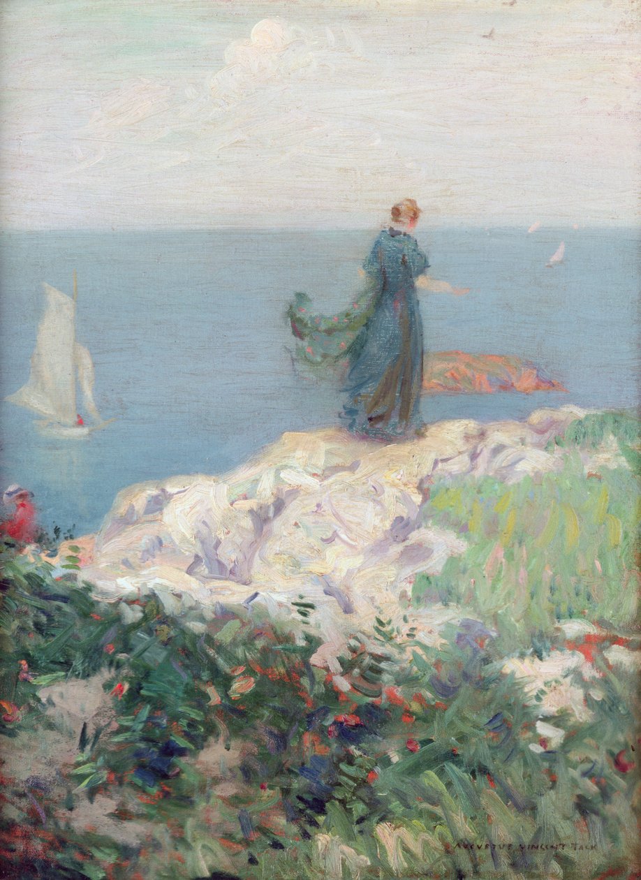 Seaside Scene (olja på duk) av August Vincent Tack