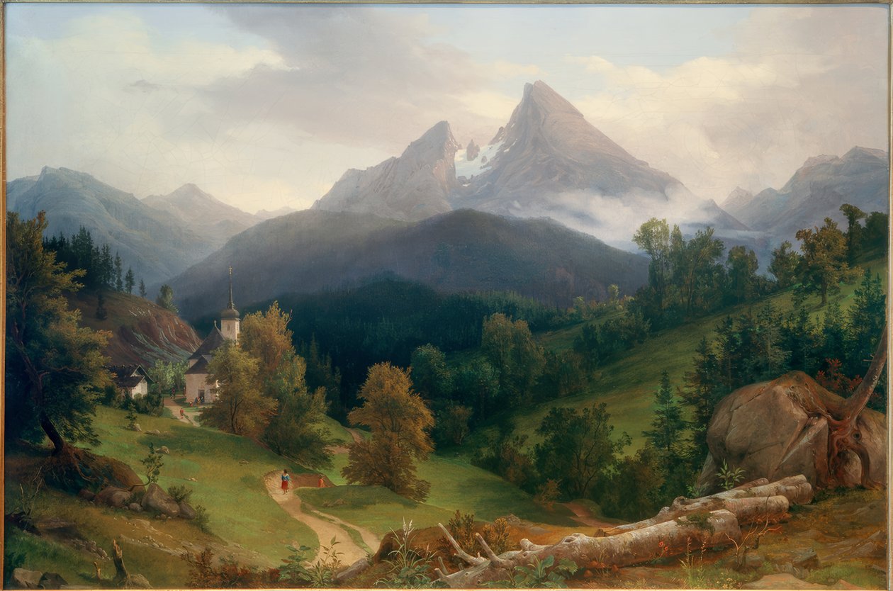Landskap med Watzmann av August Wilhelm Julius Ahlborn