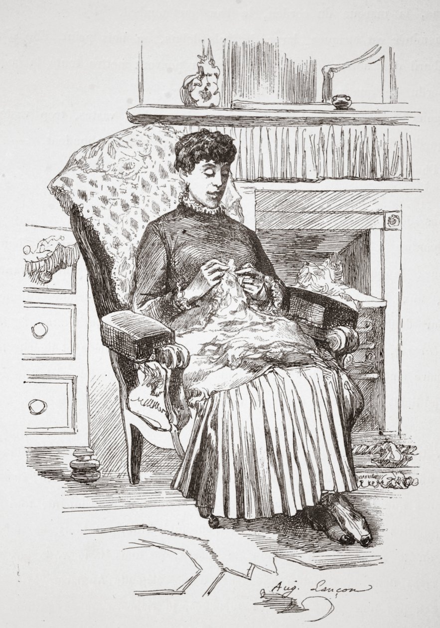 Ett inre hörn, illustration från "La Rue a Londres", pub. av G. Charpentier et Cie, 1884 av Auguste Andre Lancon