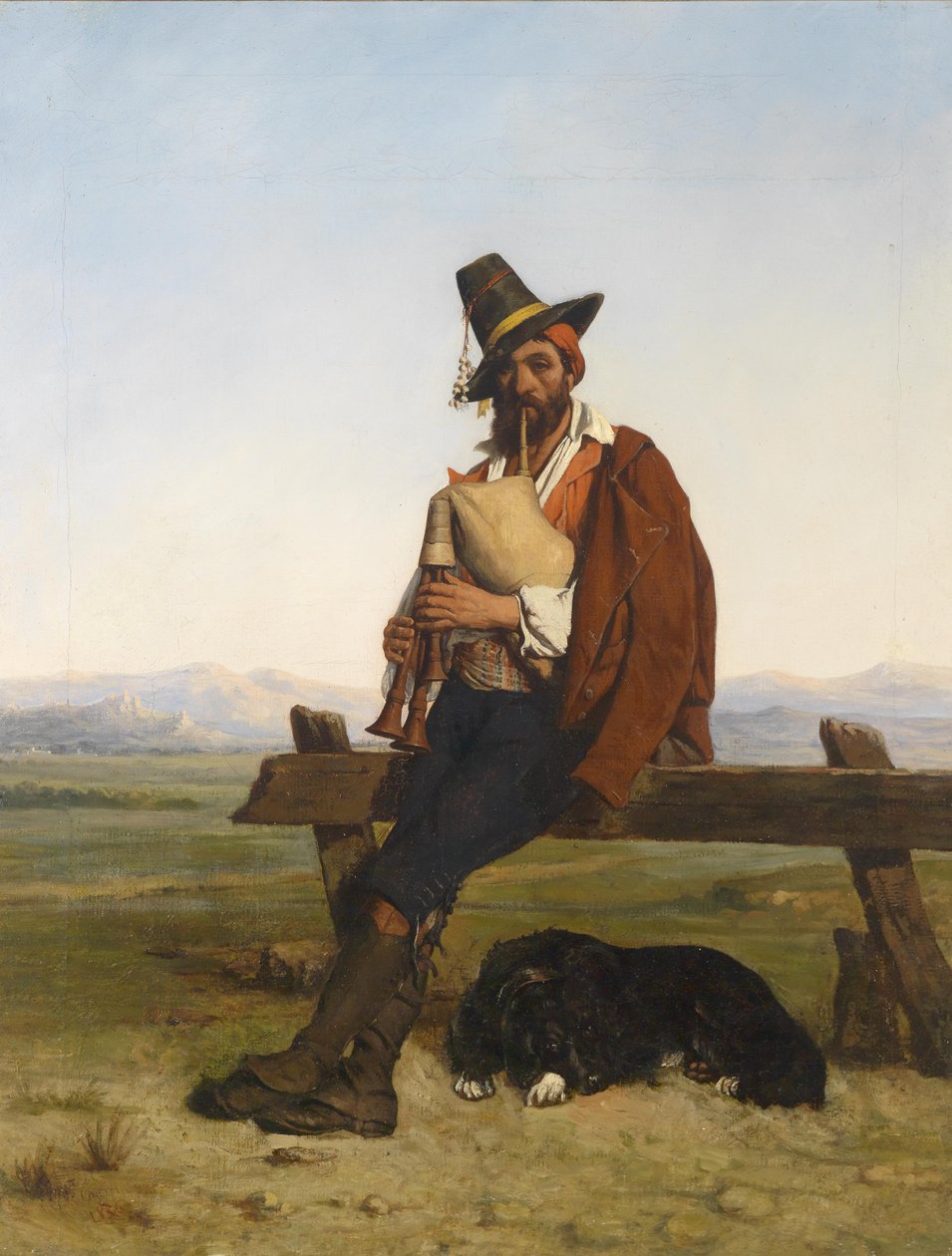 Italienskt landskap med en herde som gör musik av Auguste Charpentier
