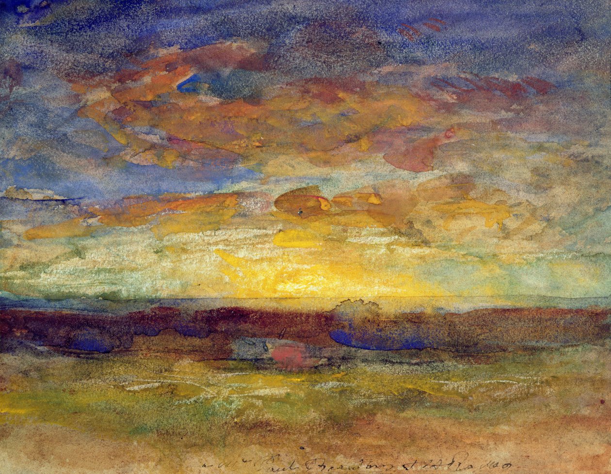 Landskap med solnedgång av Auguste Francois Ravier