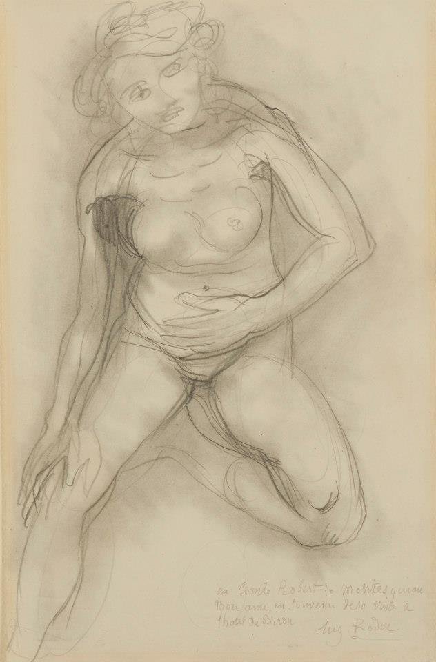  Mujer desnuda sentada de frente, con una pierna recogidan av Auguste Rodin