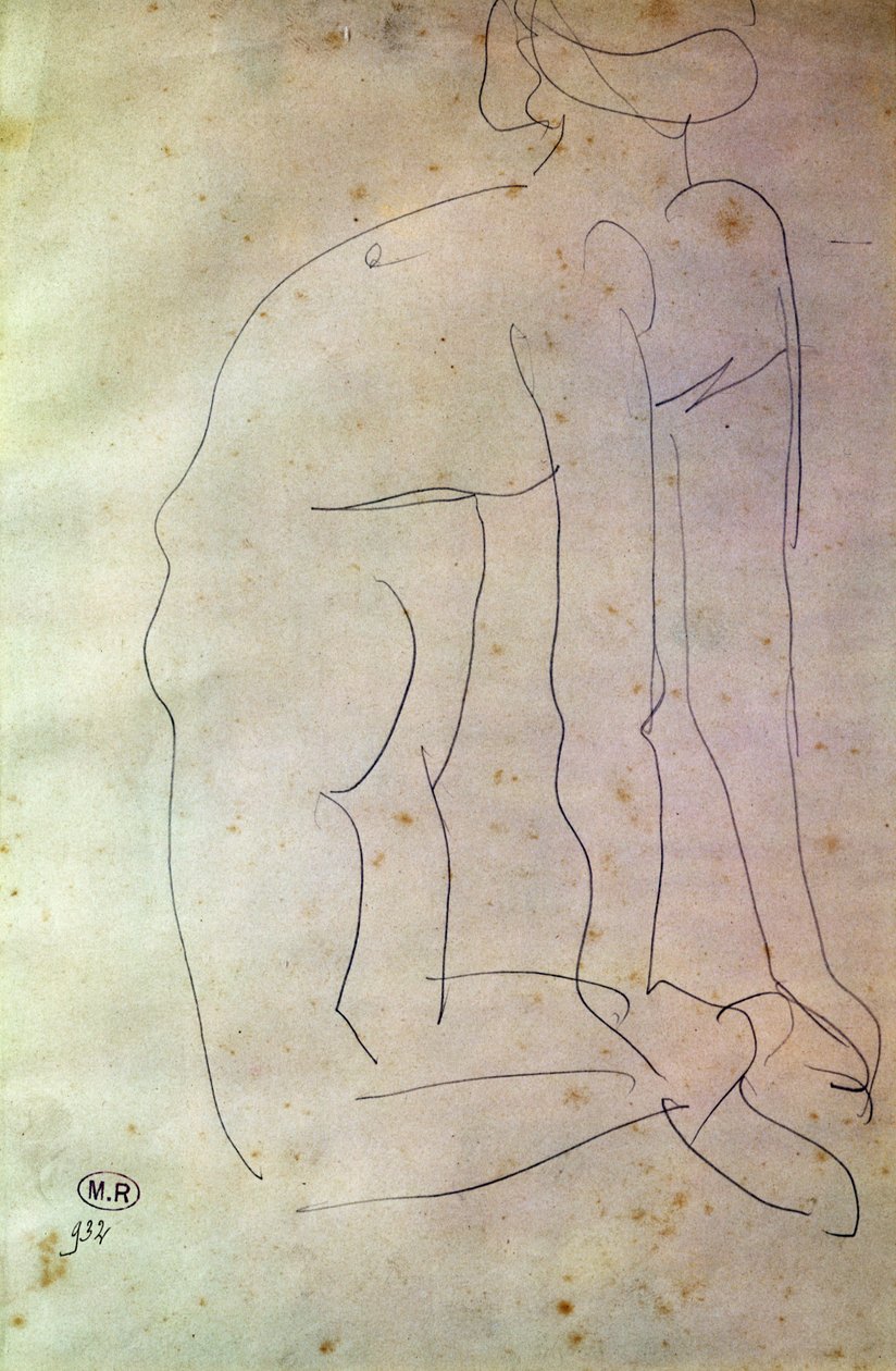 Study of Movement (krita på papper) av Auguste Rodin