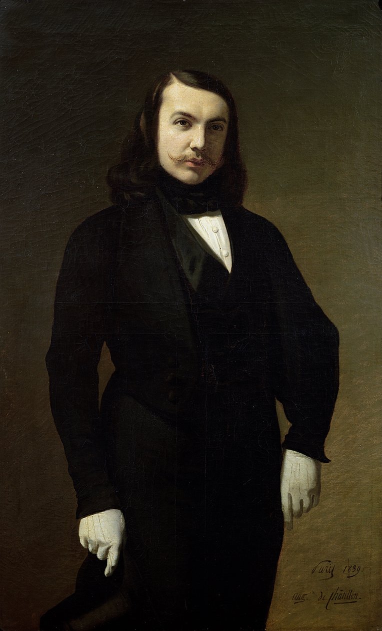 Porträtt av Theophile Gautier (1811-72), 1839 av Auguste de Chatillon