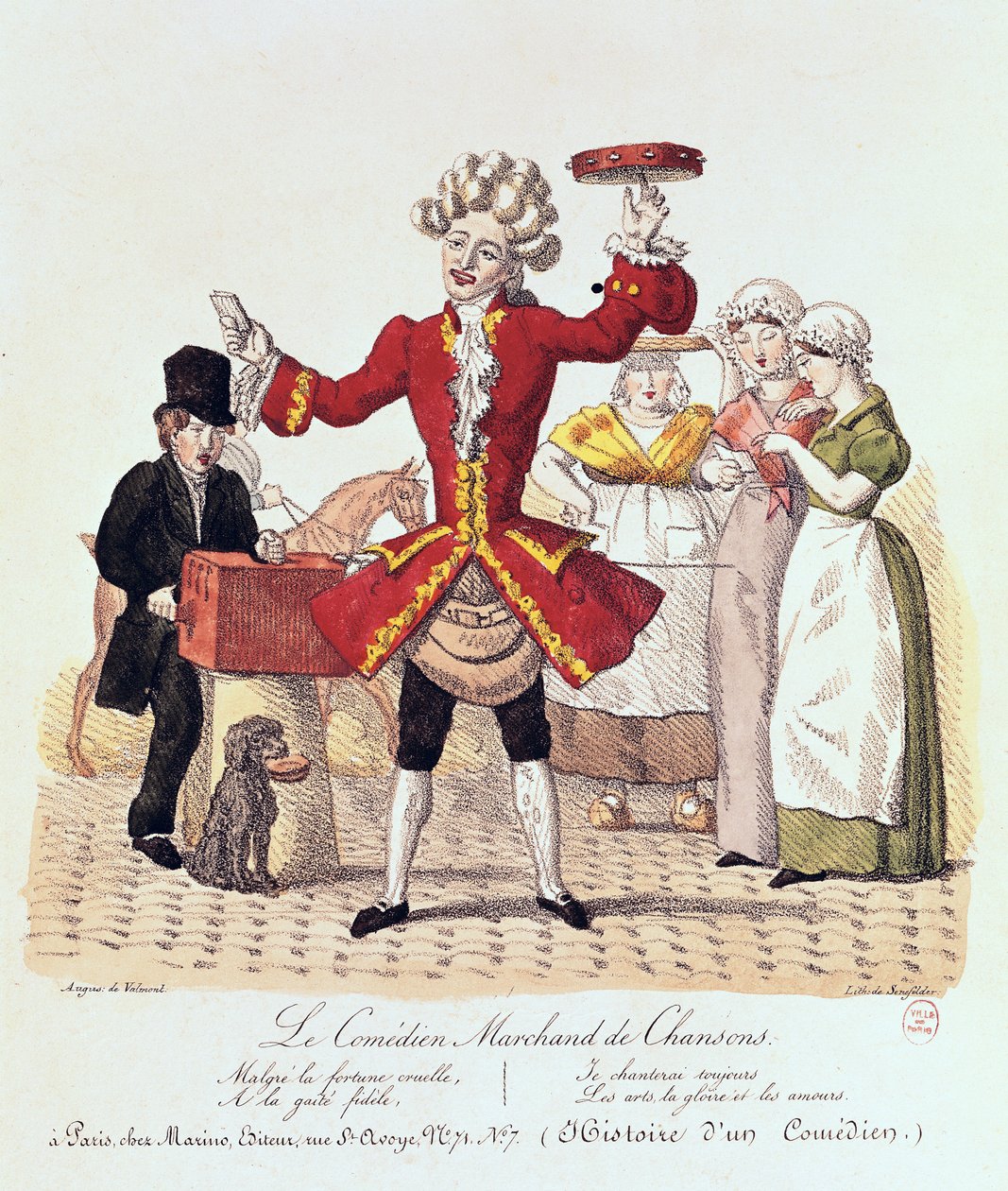 The Street Singer, graverad av Alois Senefelder (1771-1834) av Auguste de Valmont