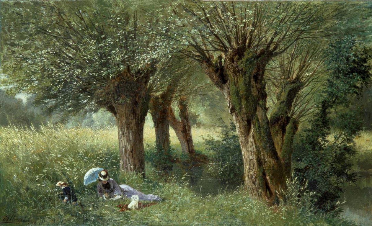 A. Allonge, På ängen / målning, 1880 av Auguste Allonge