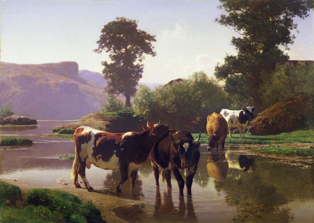Boskap vid en sjö av Auguste Francois Bonheur