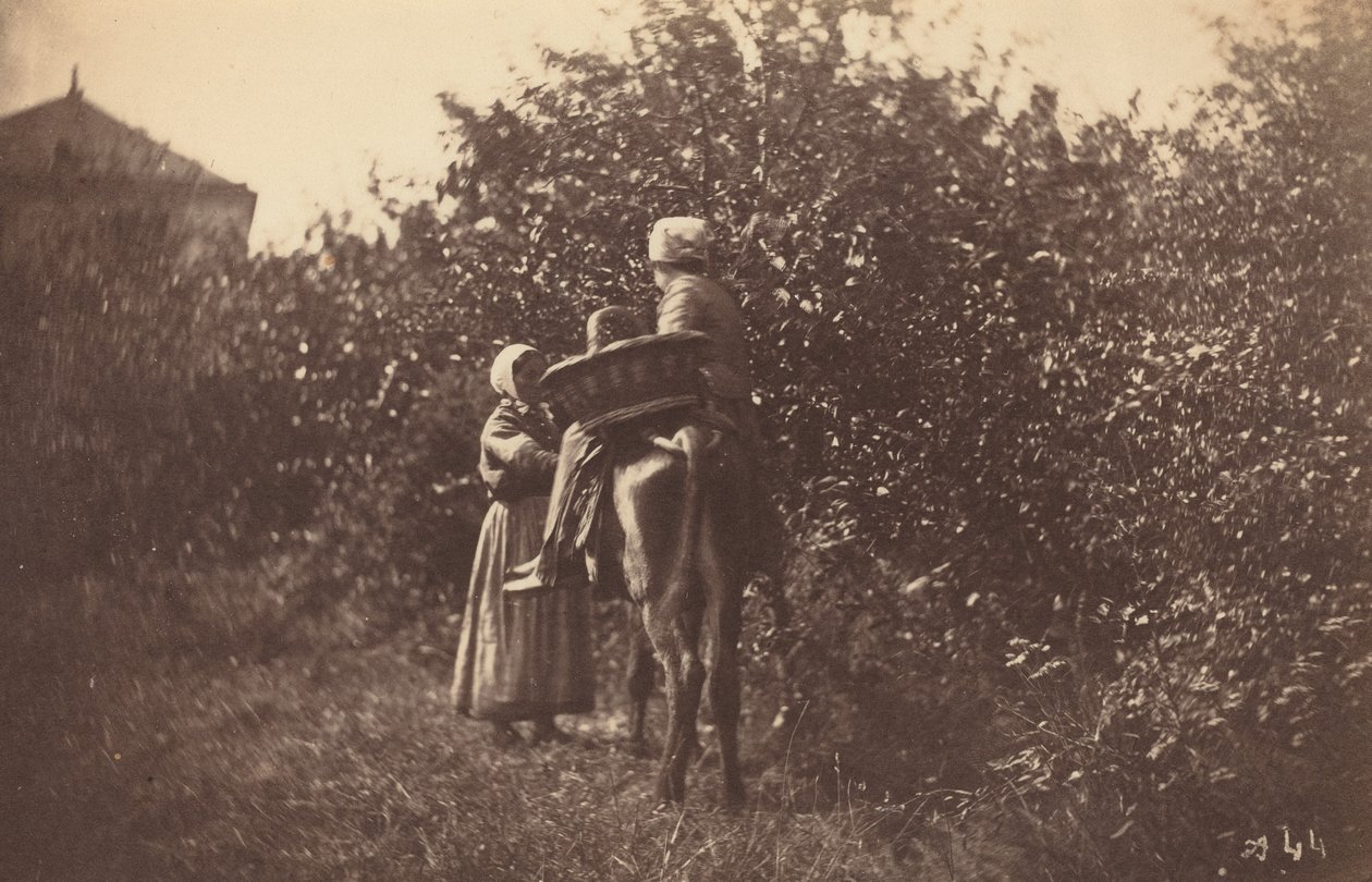 Två kvinnor med åsna av Auguste Giraudon