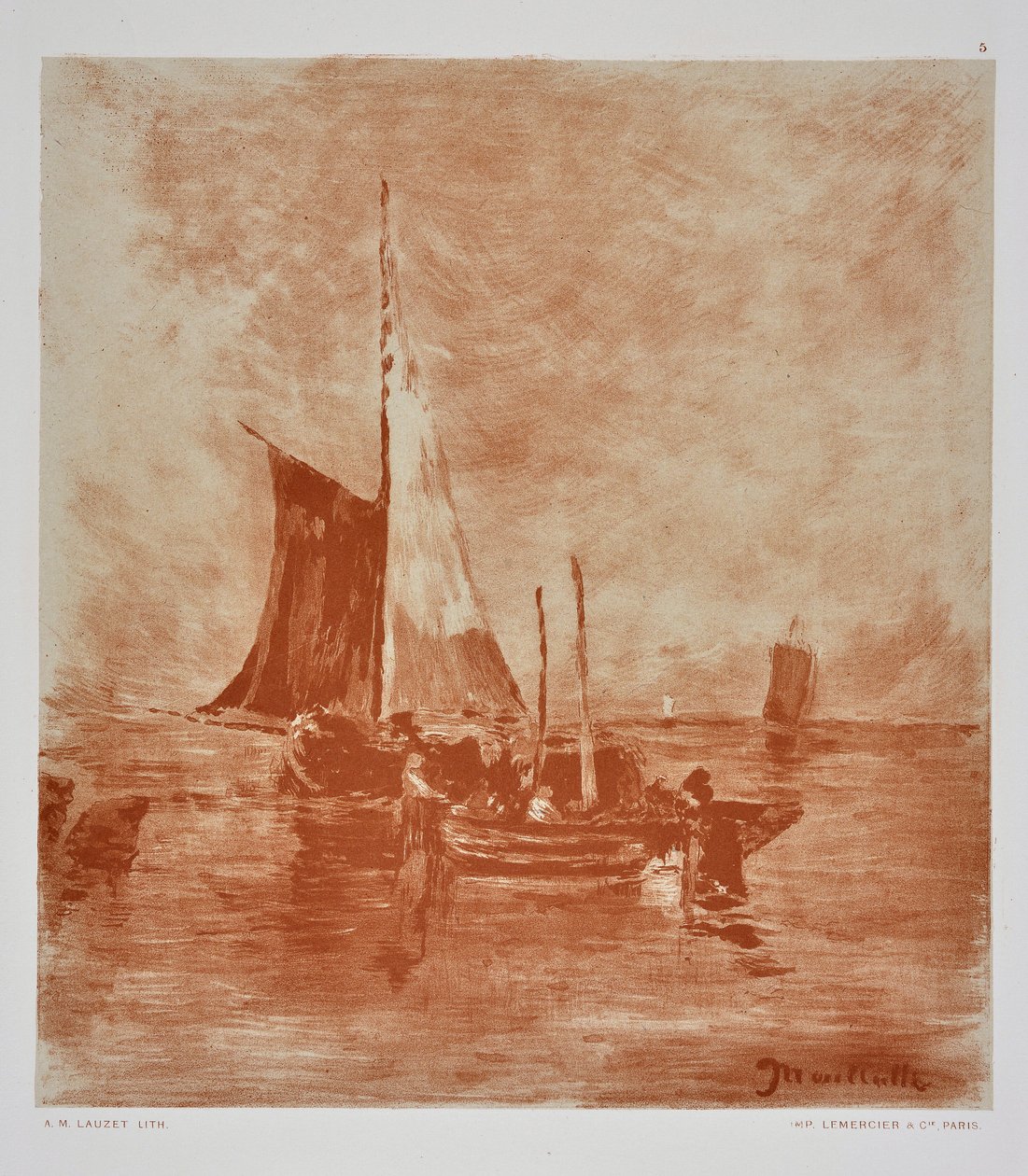 Fiskebåtar (ritning) av Auguste Lauzet