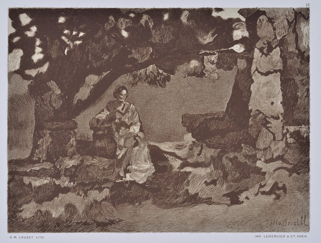 Kvinnan vid brunnen (teckning) av Auguste Lauzet