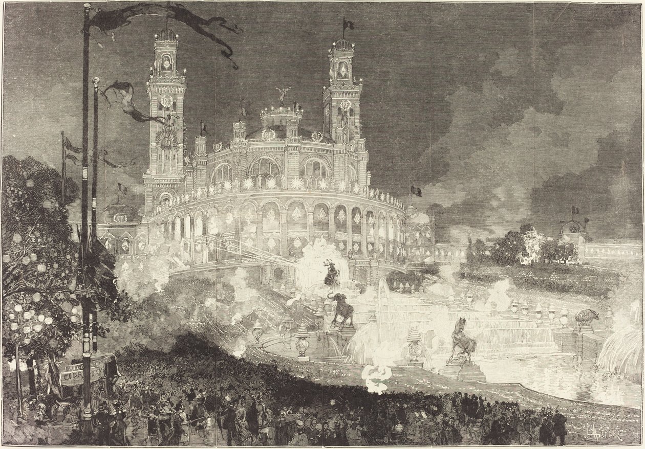 14 juli. Belysning av Trocadero-palatset av Auguste Lepere