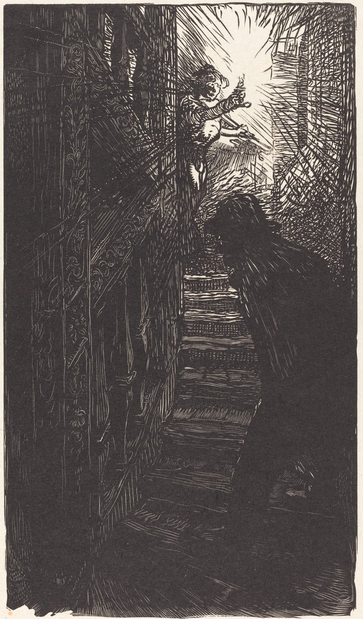 Trappa snidad rue Boutebrie av Auguste Lepere