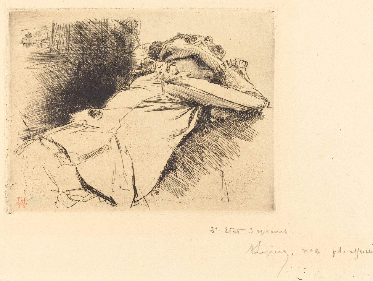 Reclined Woman Sleeping (Femme couchee sommeillant) av Auguste Lepere