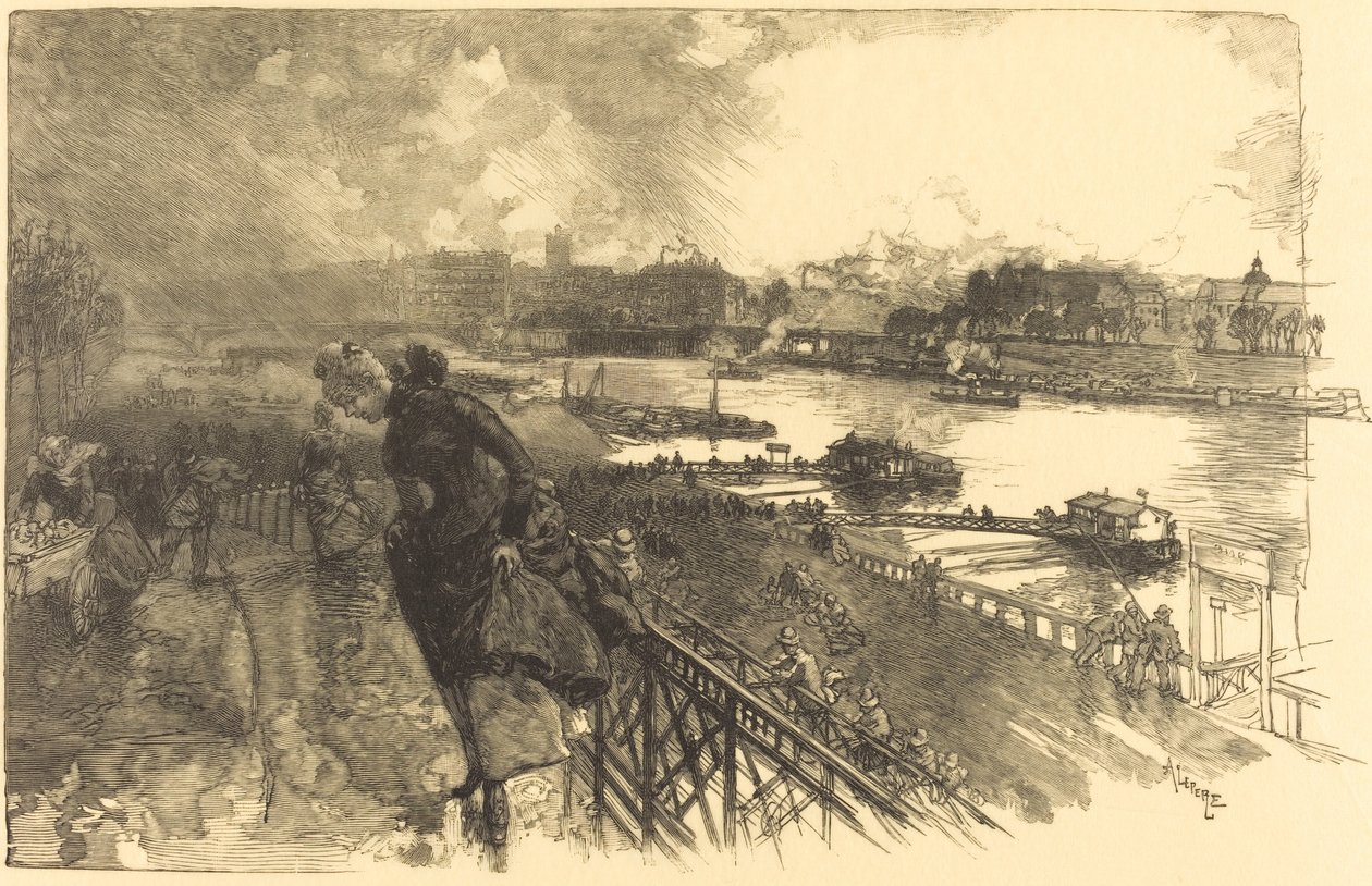 Seinen nära Austerlitzbron, 1888. av Auguste Lepere