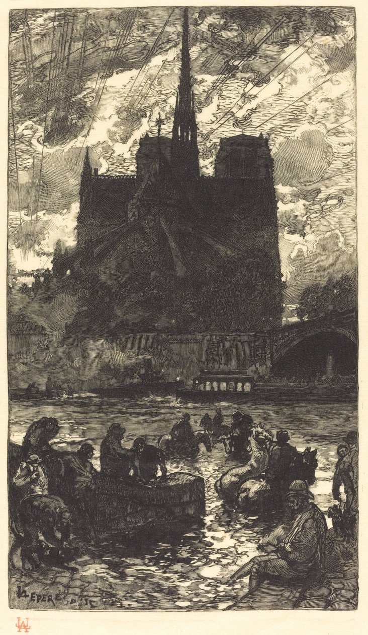 Bevattningsplats bakom Notre-Dame av Auguste Lepere