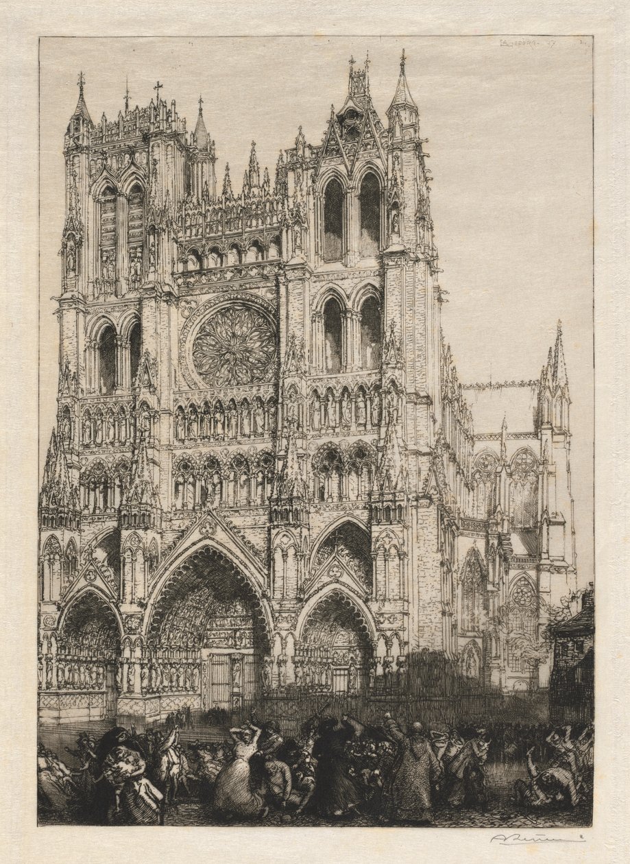 Amiens katedral, inventeringsdagen, 1887. av Auguste Louis Lepère