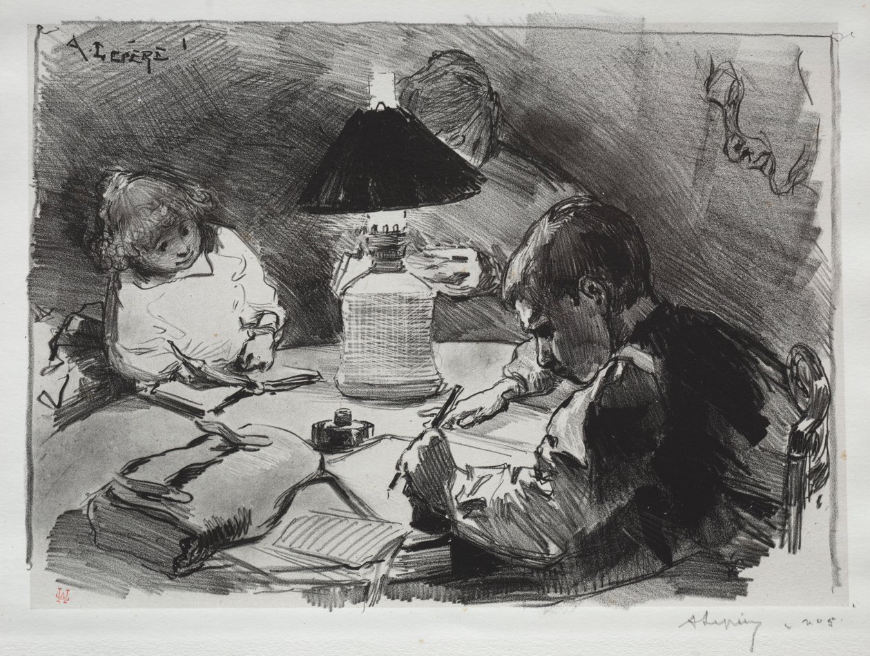 Runt lampan, 1891. av Auguste Louis Lepère