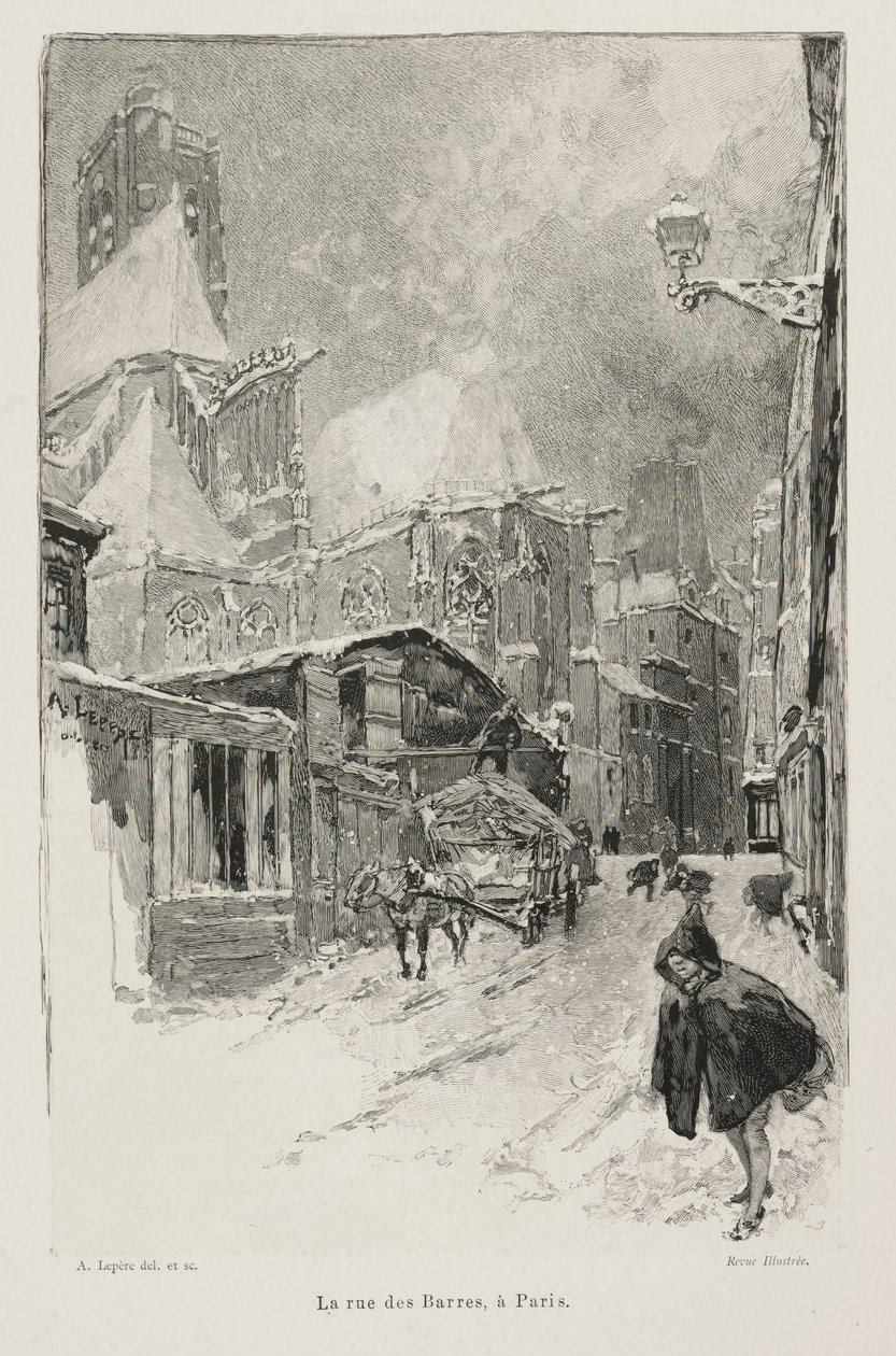 Rue des Barres, Paris. av Auguste Louis Lepère