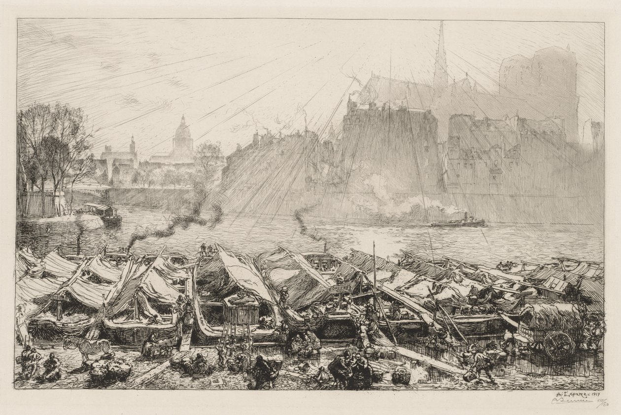 Den stora äppelmarknaden, 1917. av Auguste Louis Lepère