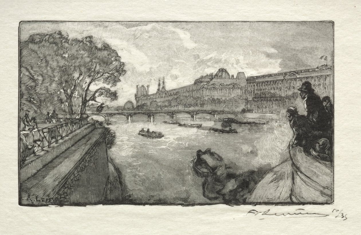 Louvren, sett från Pont Neuf av Auguste Louis Lepère