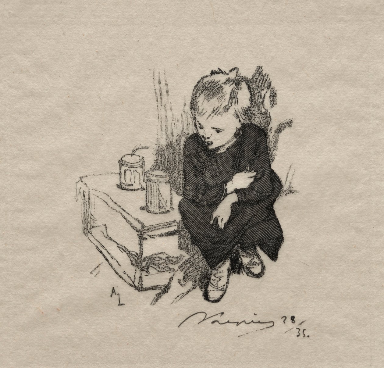 Barnet har en pojke, 1889. av Auguste Louis Lepère
