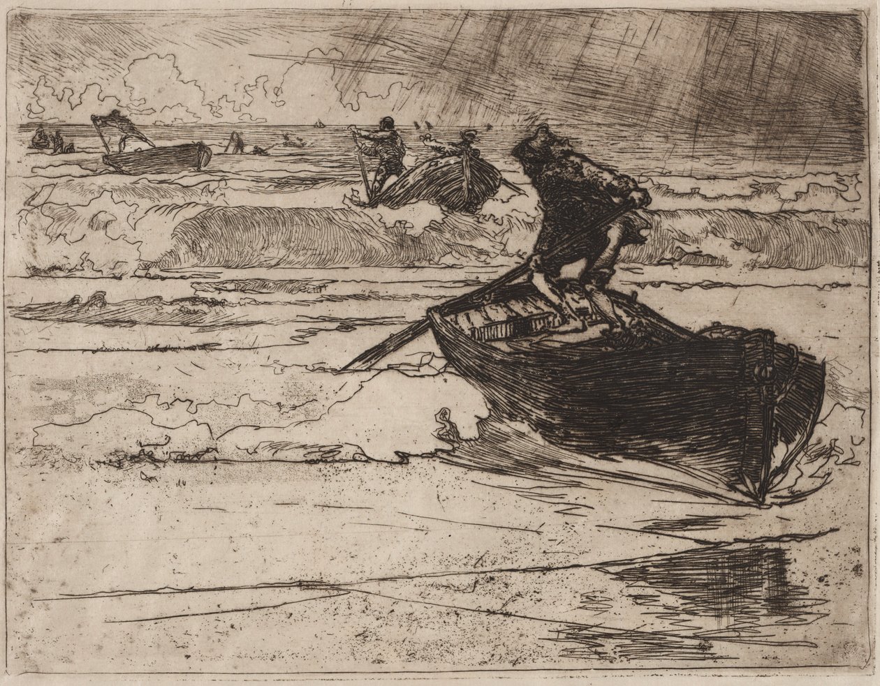 Fiskare som flyr före stormen, 1892. av Auguste Louis Lepère
