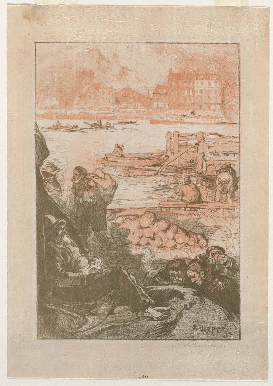 [Bönder vid en hamn, Paris] av Auguste Louis Lepère