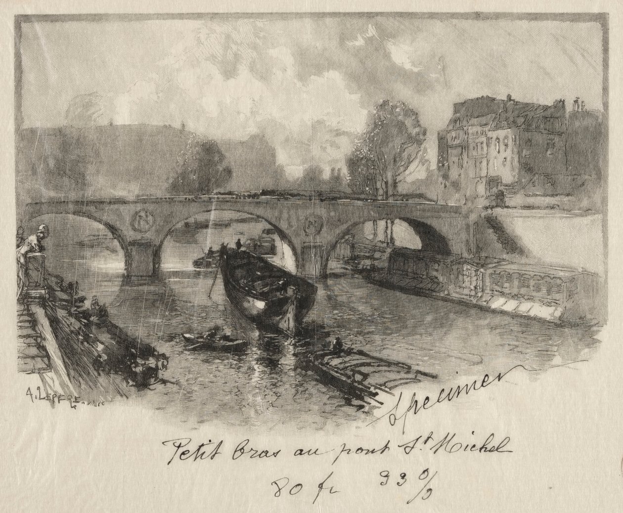 Handvapen vid Pont St. Michel av Auguste Louis Lepère