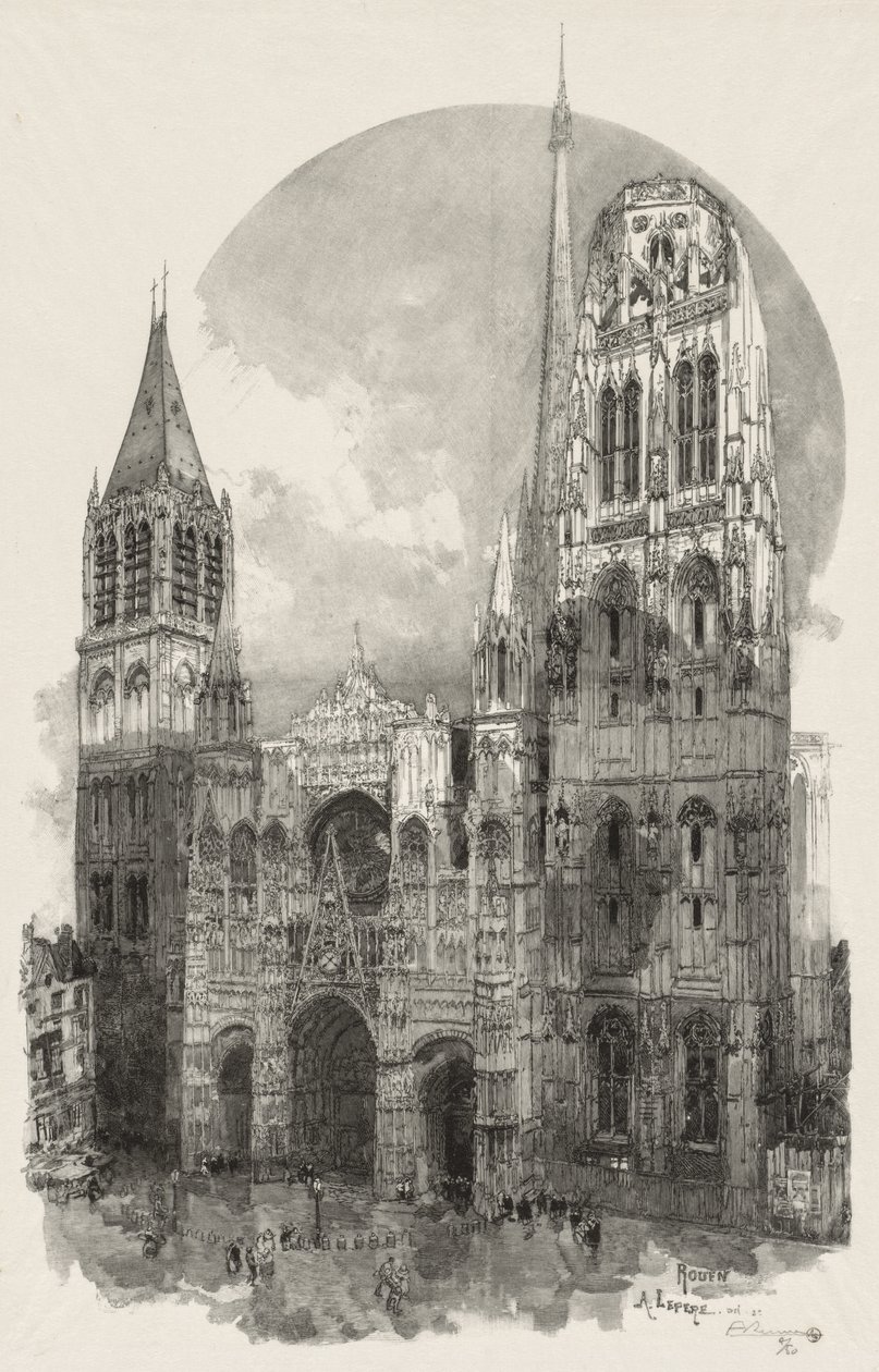 Illustrerad Rouen: Katedralen i Rouen av Auguste Louis Lepère