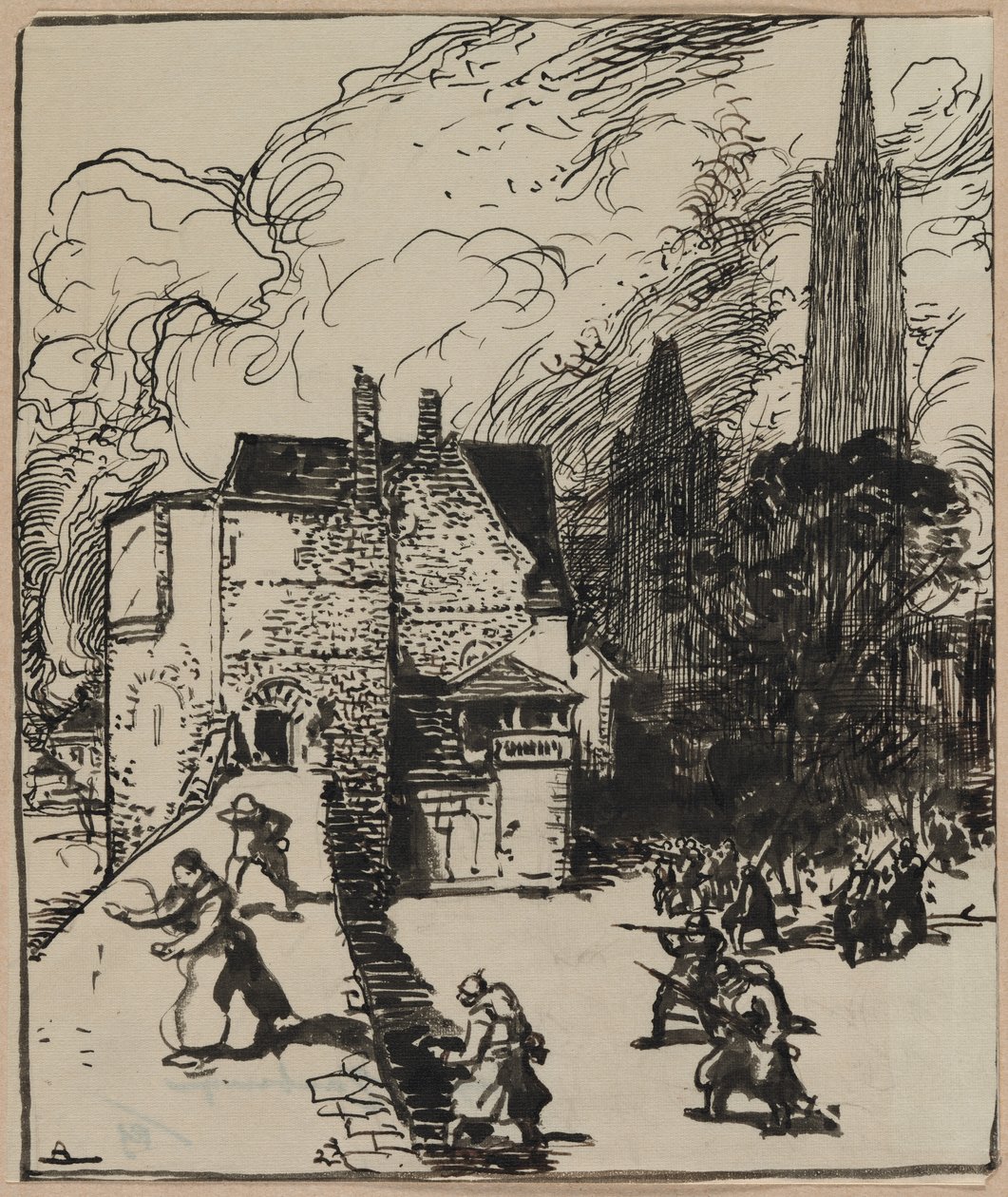 Belägring av Maubeuge, 1914. av Auguste Louis Lepère