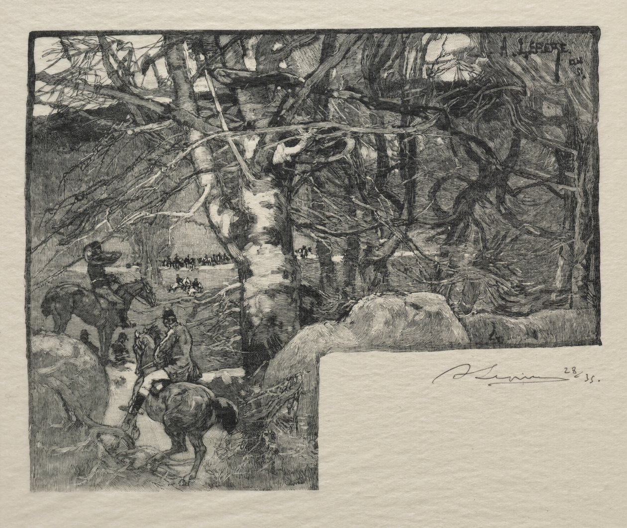 En hundjakt på Mont Gerard av Auguste Louis Lepère