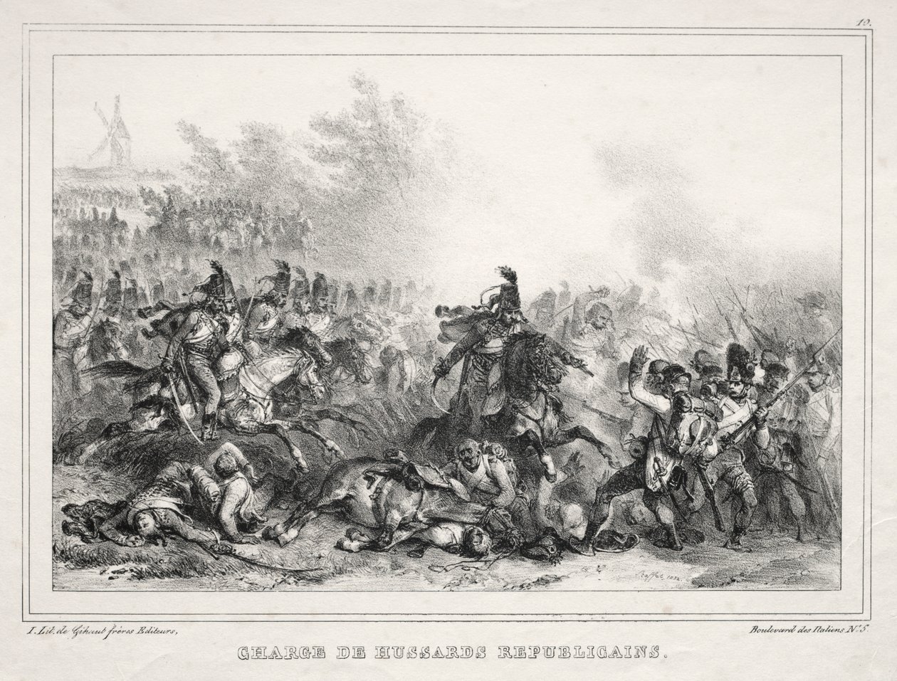 Album för 1833: Charge of Republican Hussars av Auguste Raffet