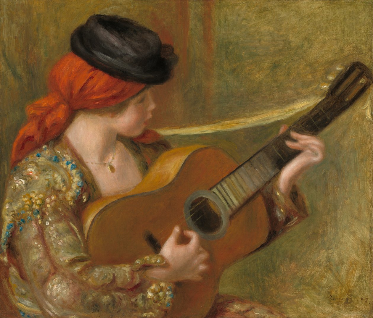 Ung spansk kvinna med en gitarr av Auguste Renoir