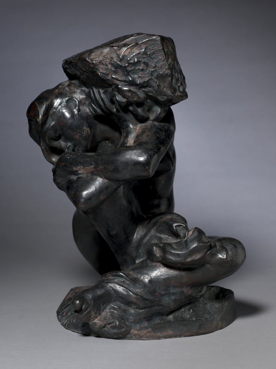 Fallen karyatid som bär sin sten av Auguste Rodin