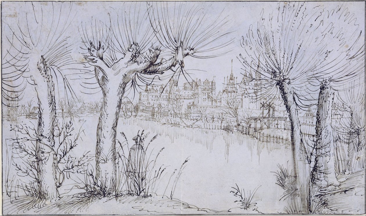 Damm före en stad av Augustin Hirschvogel