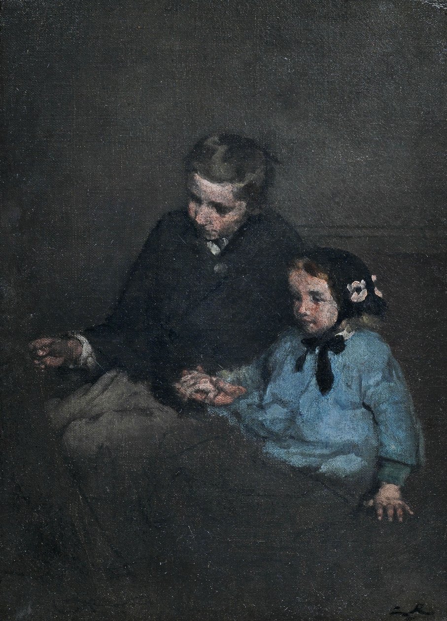 Geschwisterpaar, sich an den Händen haltend av Auguste Theodule Ribot