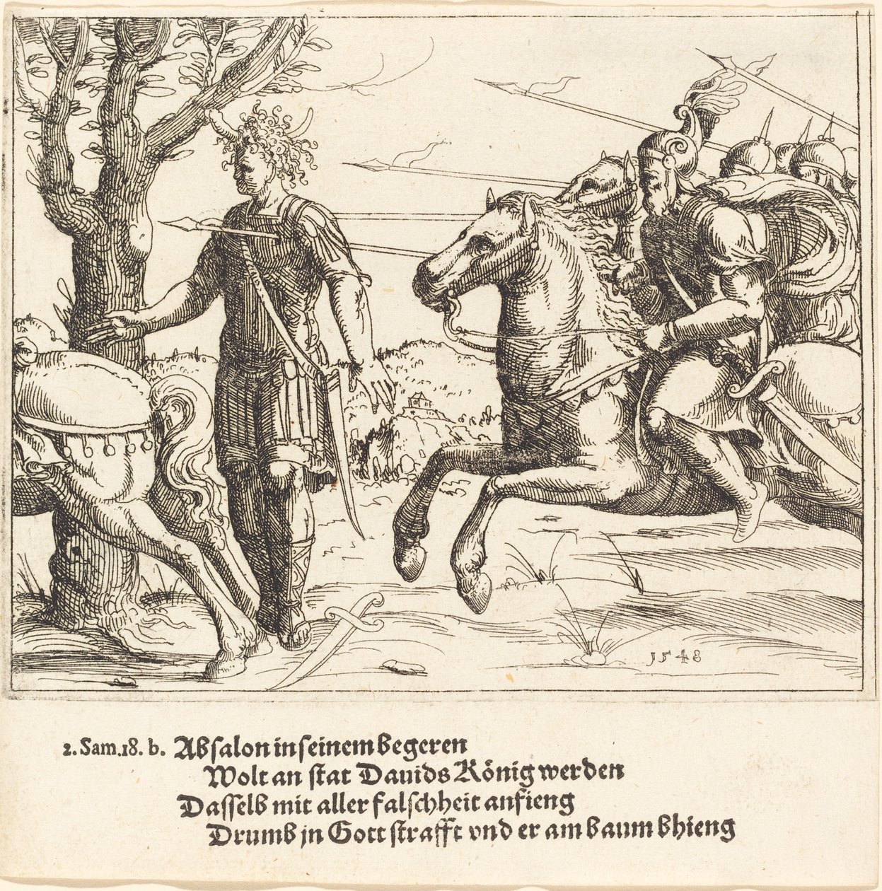 Absalom dödad av Joab, 1548. av Augustin Hirschvogel