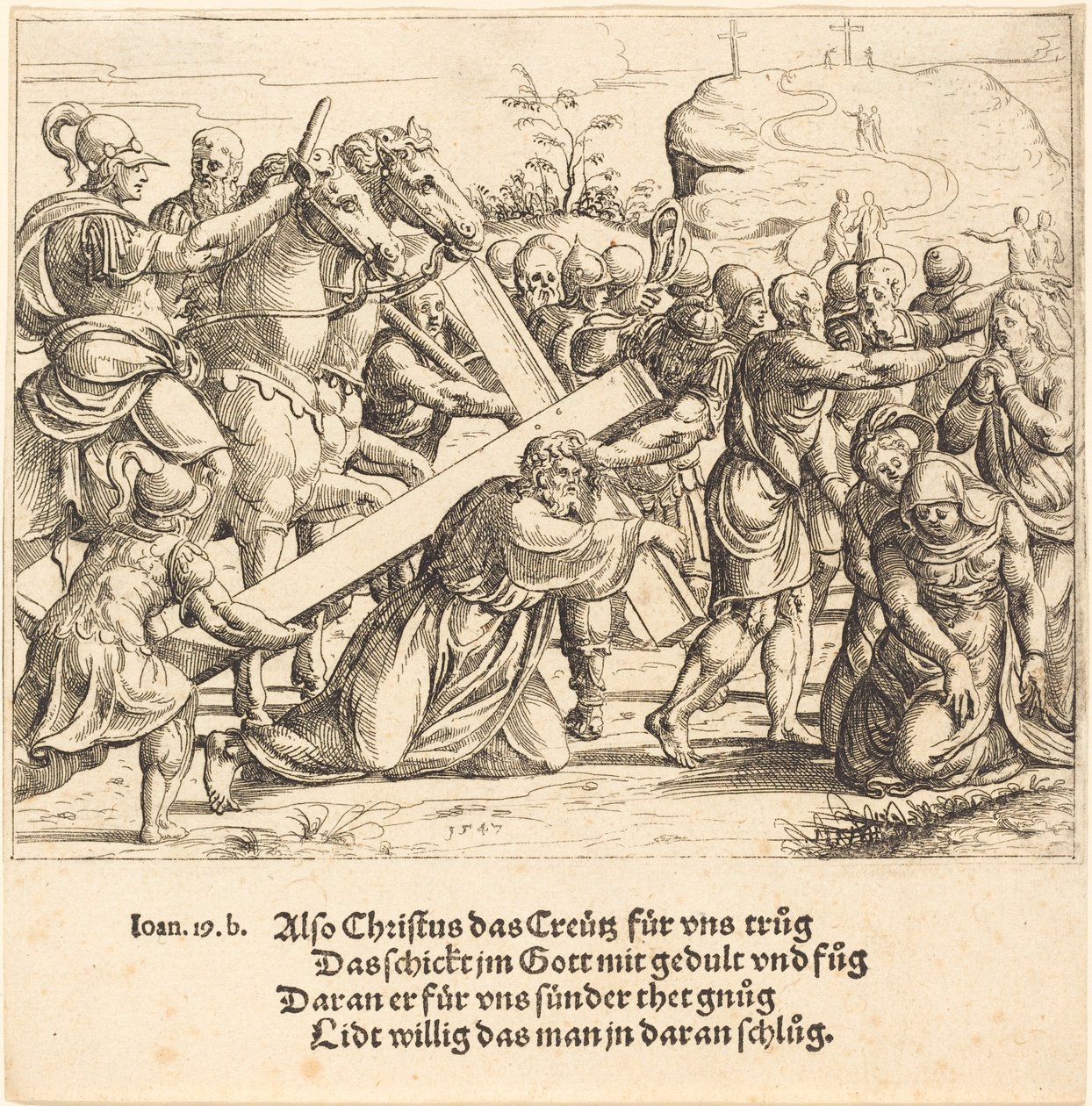 Kristus bär korset, 1547. av Augustin Hirschvogel