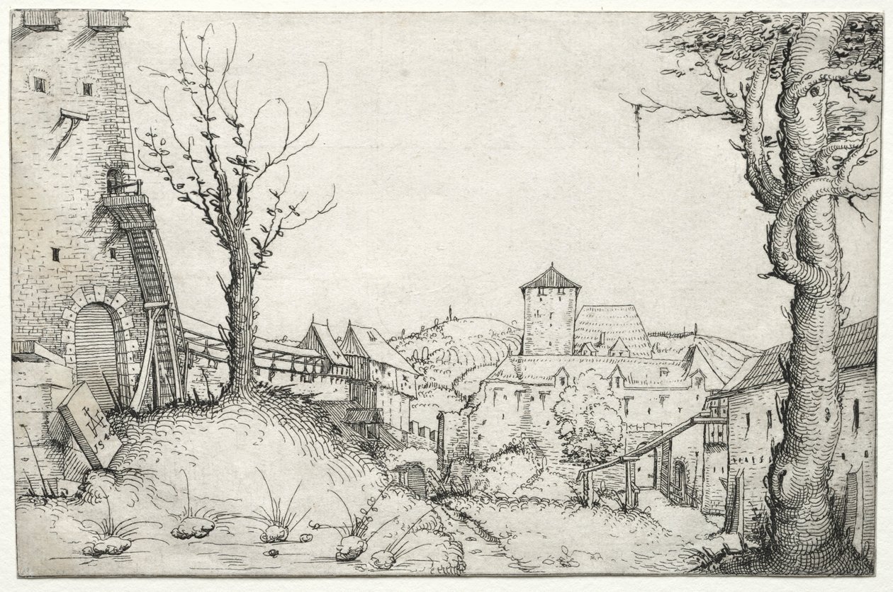 Borggården till ett slott, 1546. av Augustin Hirschvogel