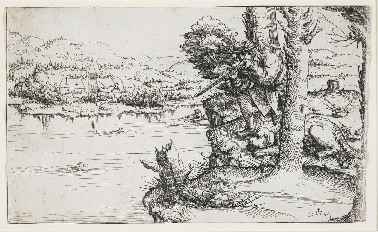 Ankskytte med skjutvapen, 1545 av Augustin Hirschvogel