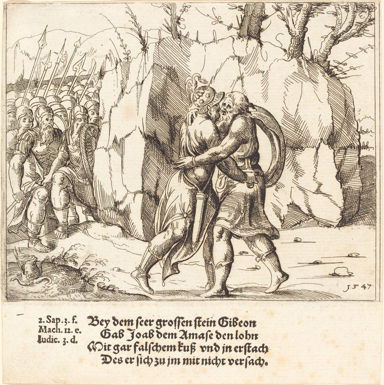 Joab förråder Abner, 1547. av Augustin Hirschvogel