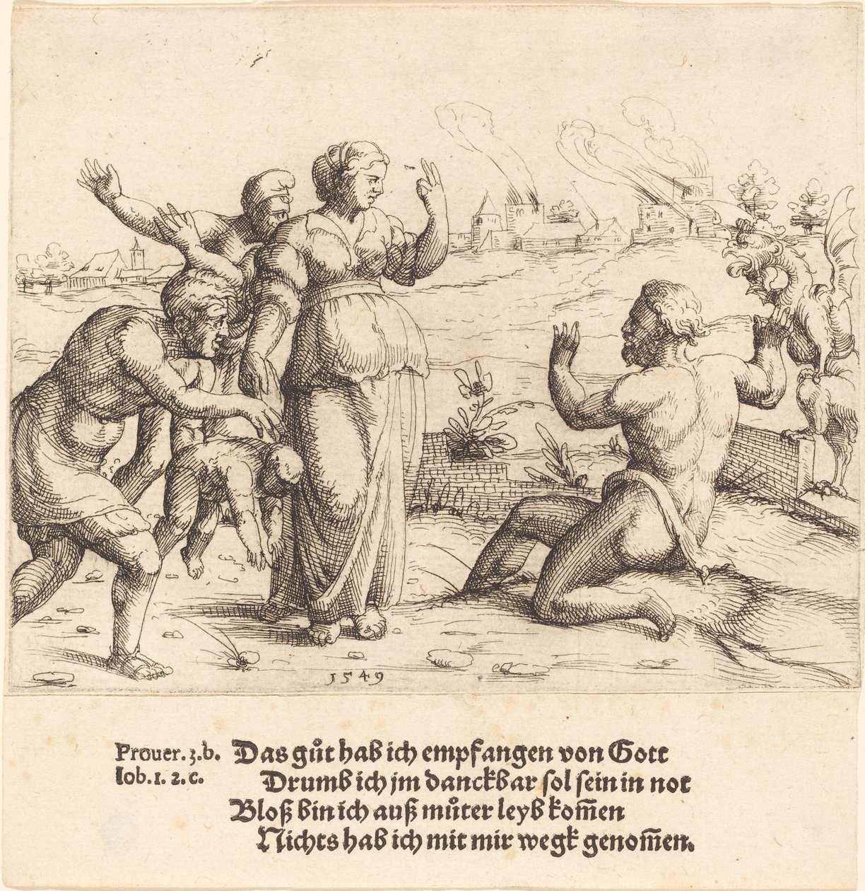 Job får reda på sina olyckor, 1549. av Augustin Hirschvogel