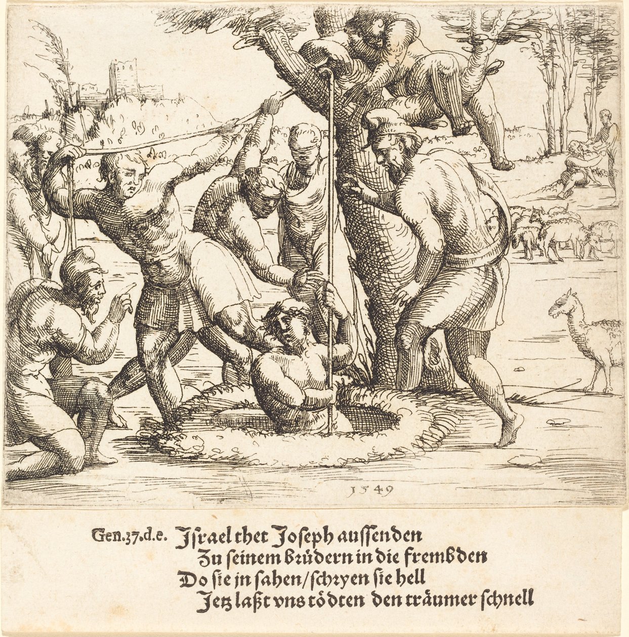 Joseph kastades i brunnen, 1549. av Augustin Hirschvogel