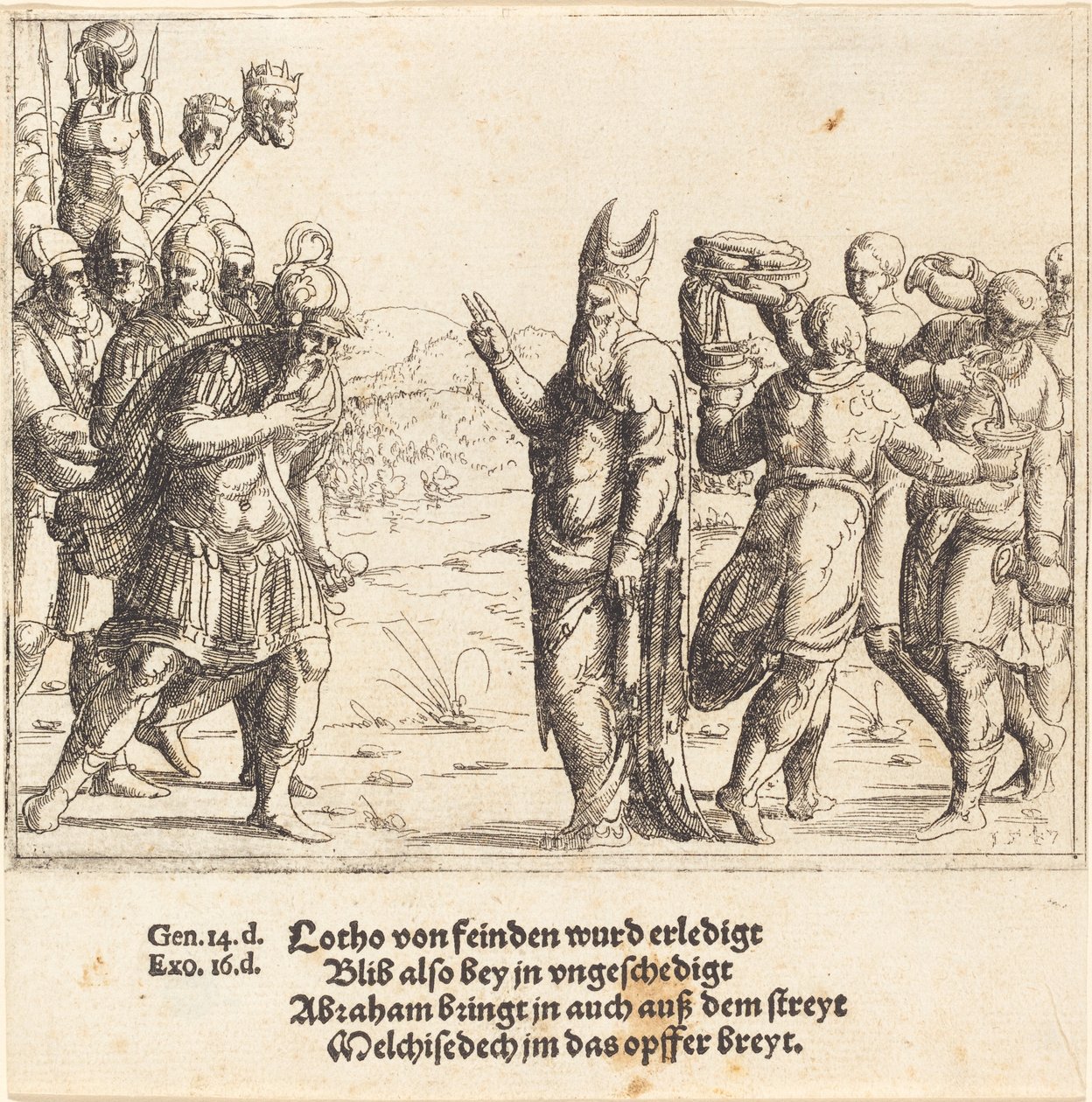 Melkisedek med bröd och vin, 1547. av Augustin Hirschvogel