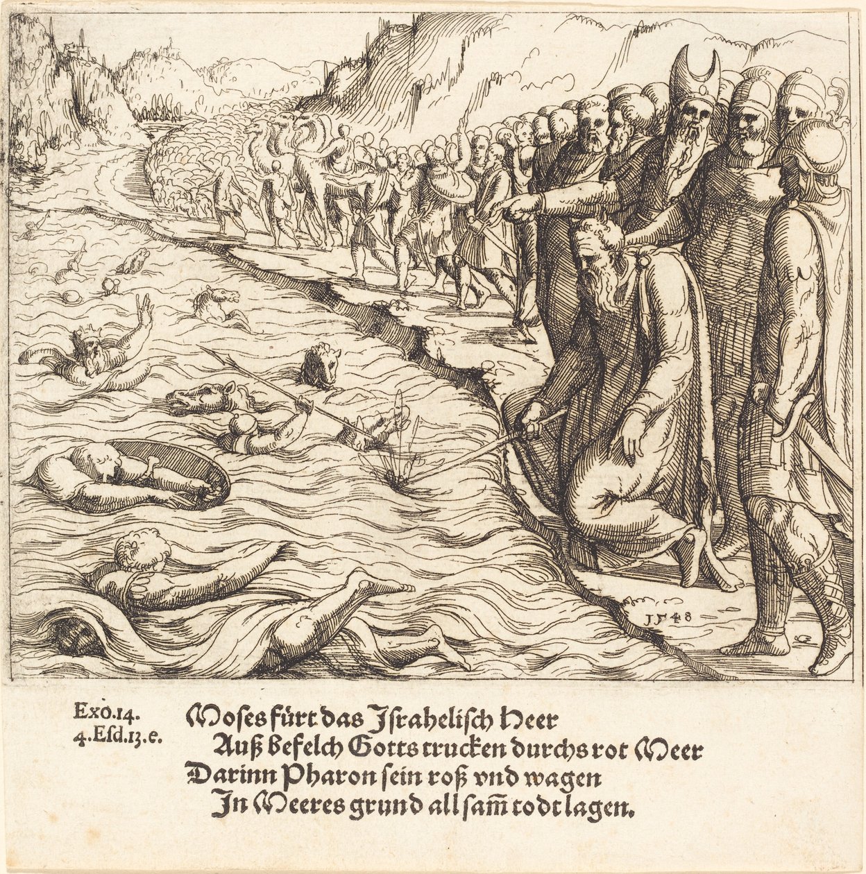 Moses stänger Röda havet, 1548. av Augustin Hirschvogel